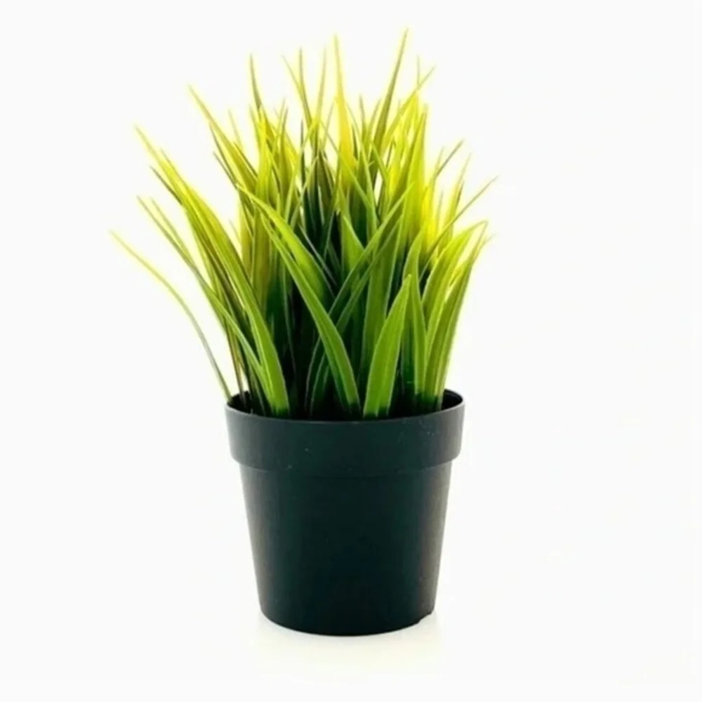 IKEA Fejka Artificial Potted Wheat Grass Plant Black Green 8” Indoor NWT